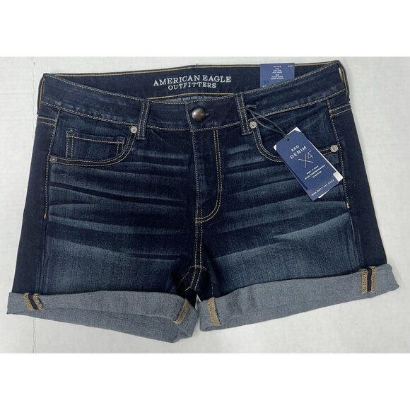 American Eagle Outfitters Pants - American Eagle Midi Shorts Womens 12 Blue Denim Stretch Cuffed Festival Modest